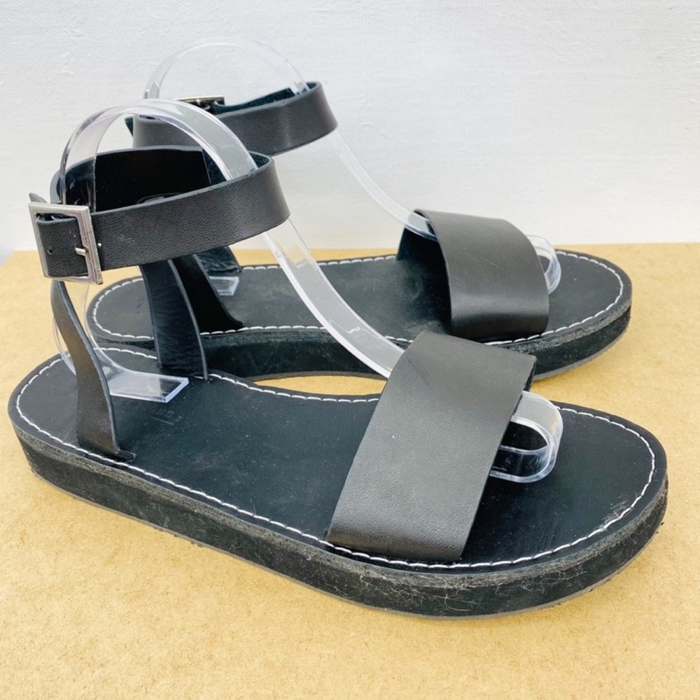 ASOS Black Ankle Strap Faux Leather Sandals